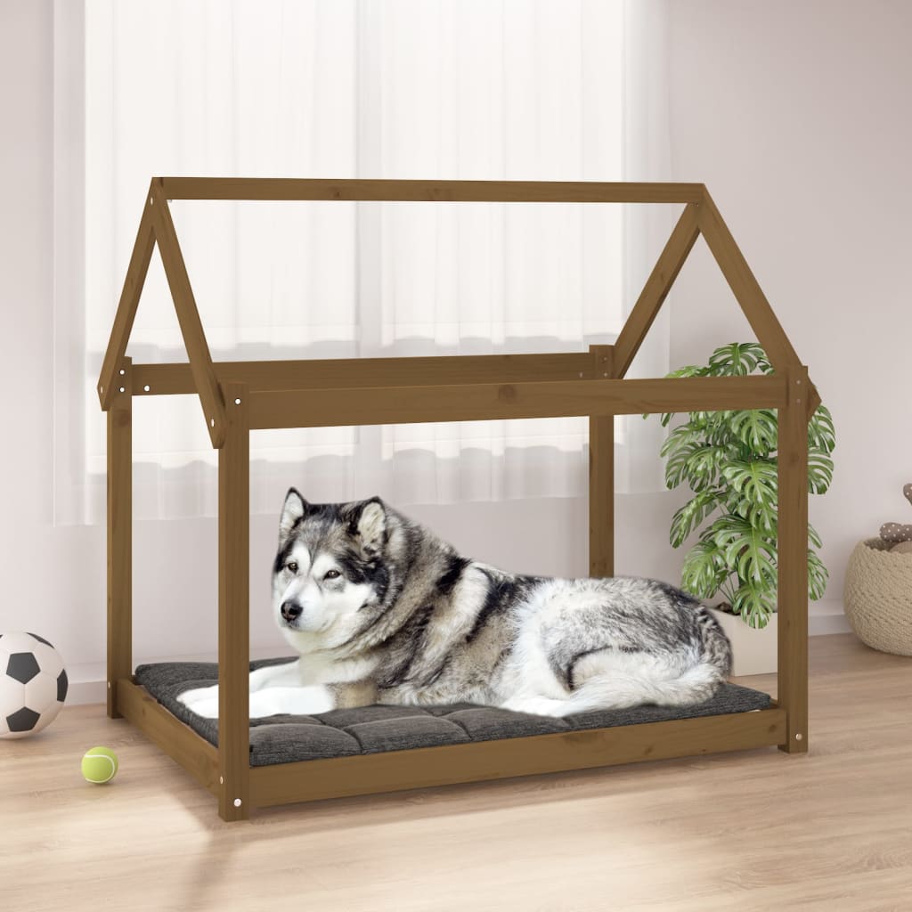 Vidaxl hondenmand 111x80x100 cm massief groenhout honingbruin