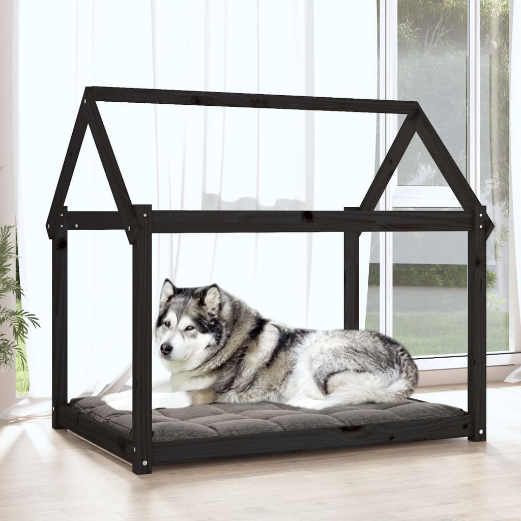 Vidaxl hondenmand 111x80x100 cm massief groenenhout zwart
