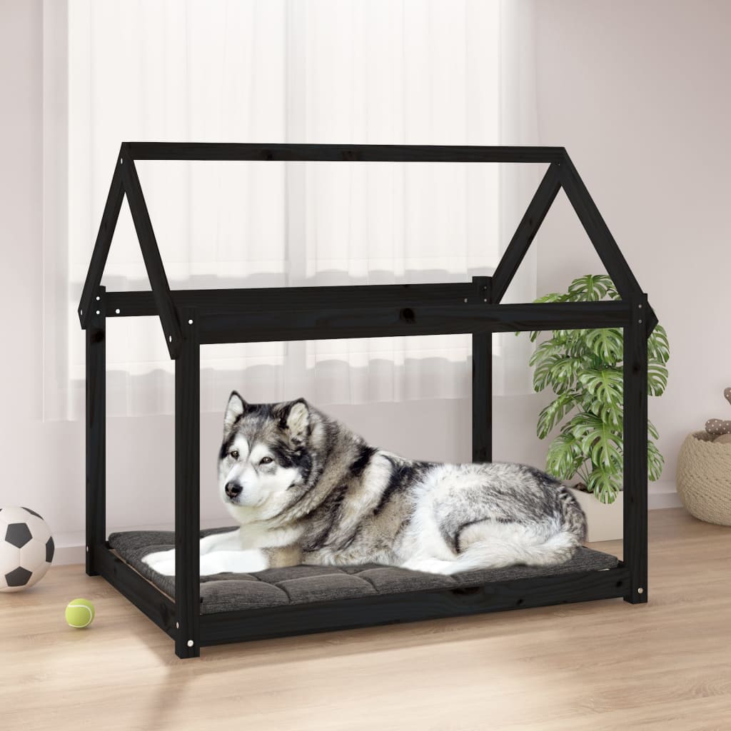 Vidaxl hondenmand 111x80x100 cm massief groenenhout zwart