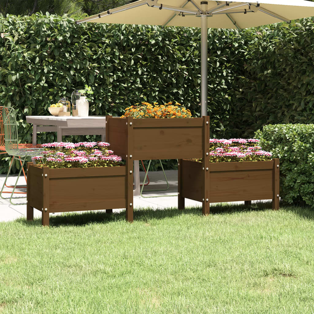 Vidaxl plantenbak 178,5x44x75 cm massief groenhout honingbruin