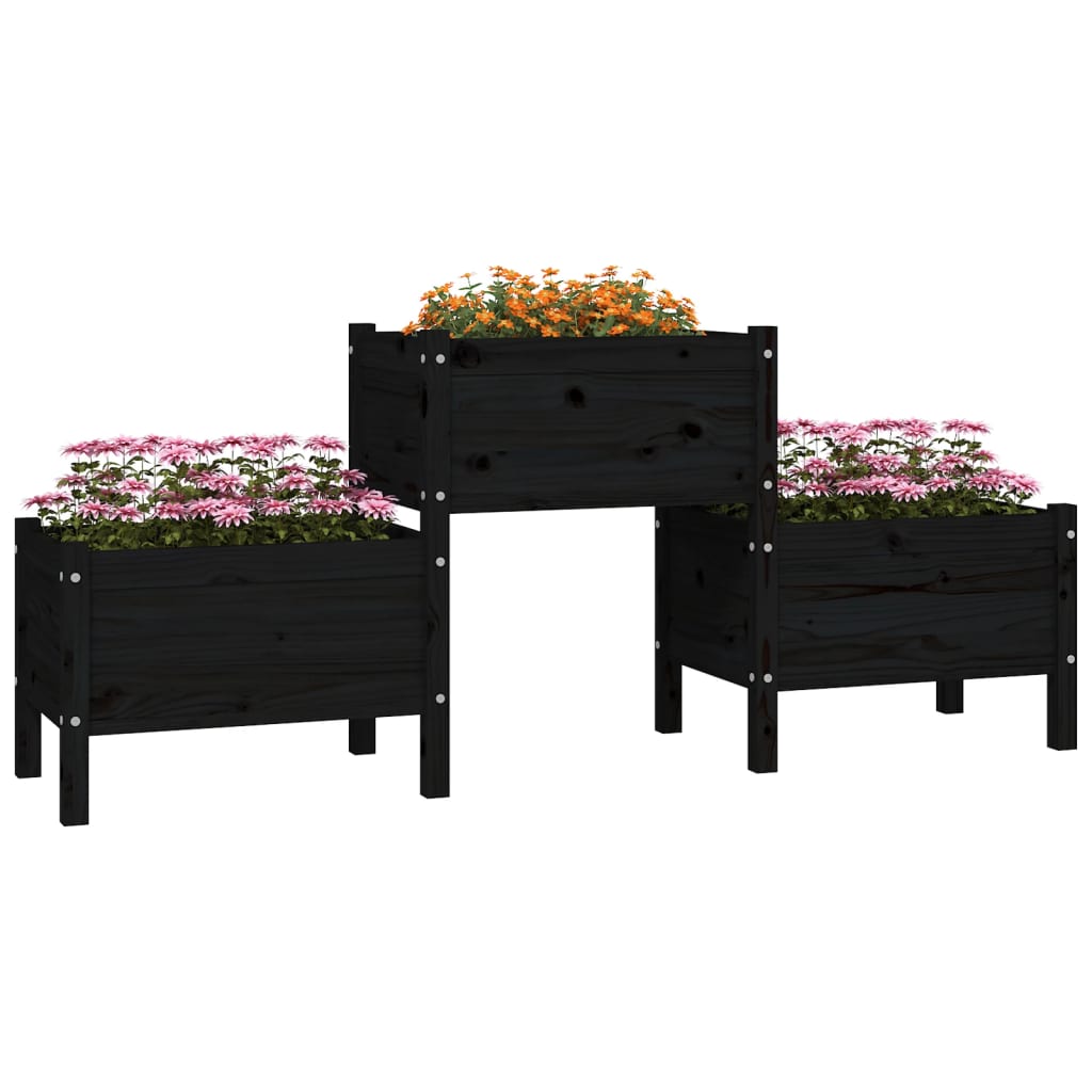 Vidaxl plantenbak 178,5x44x75 cm massief groenenhout zwart