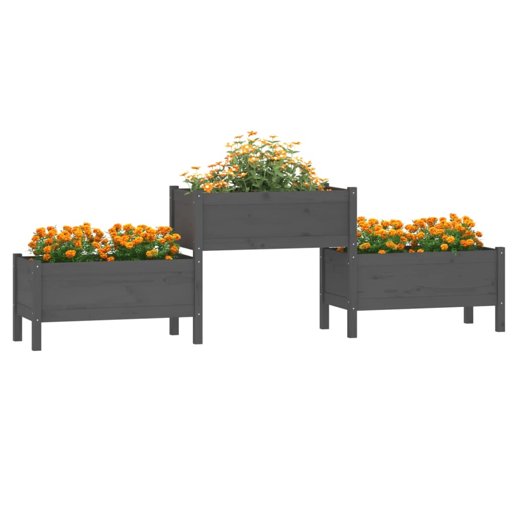 Vidaxl plantenbak 245,5x44x75 cm massief groenenhout grijs