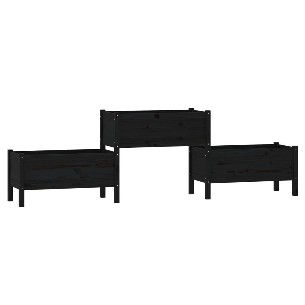 Vidaxl plantenbak 245,5x44x75 cm massief groenenhout zwart