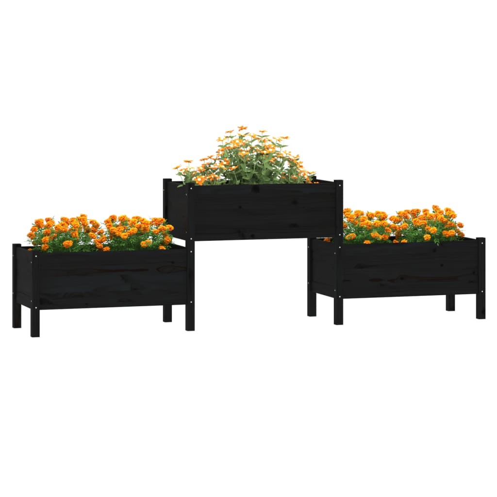 Vidaxl plantenbak 245,5x44x75 cm massief groenenhout zwart