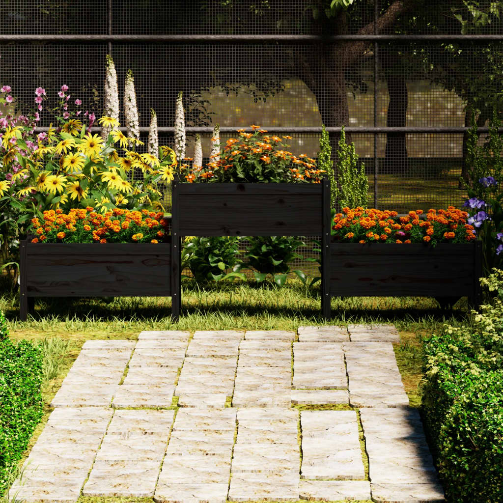 Vidaxl plantenbak 245,5x44x75 cm massief groenenhout zwart