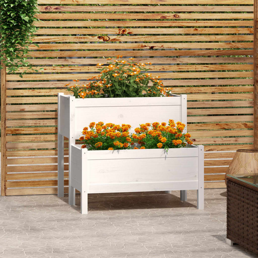 Vidaxl plantenbak 84,5x84x75 cm massief groenhout wit