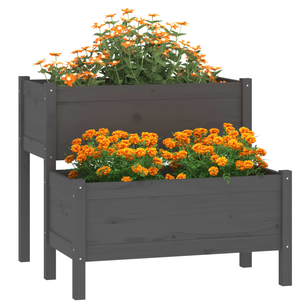 Vidaxl plantenbak 84,5x84x75 cm massief groenenhout grijs