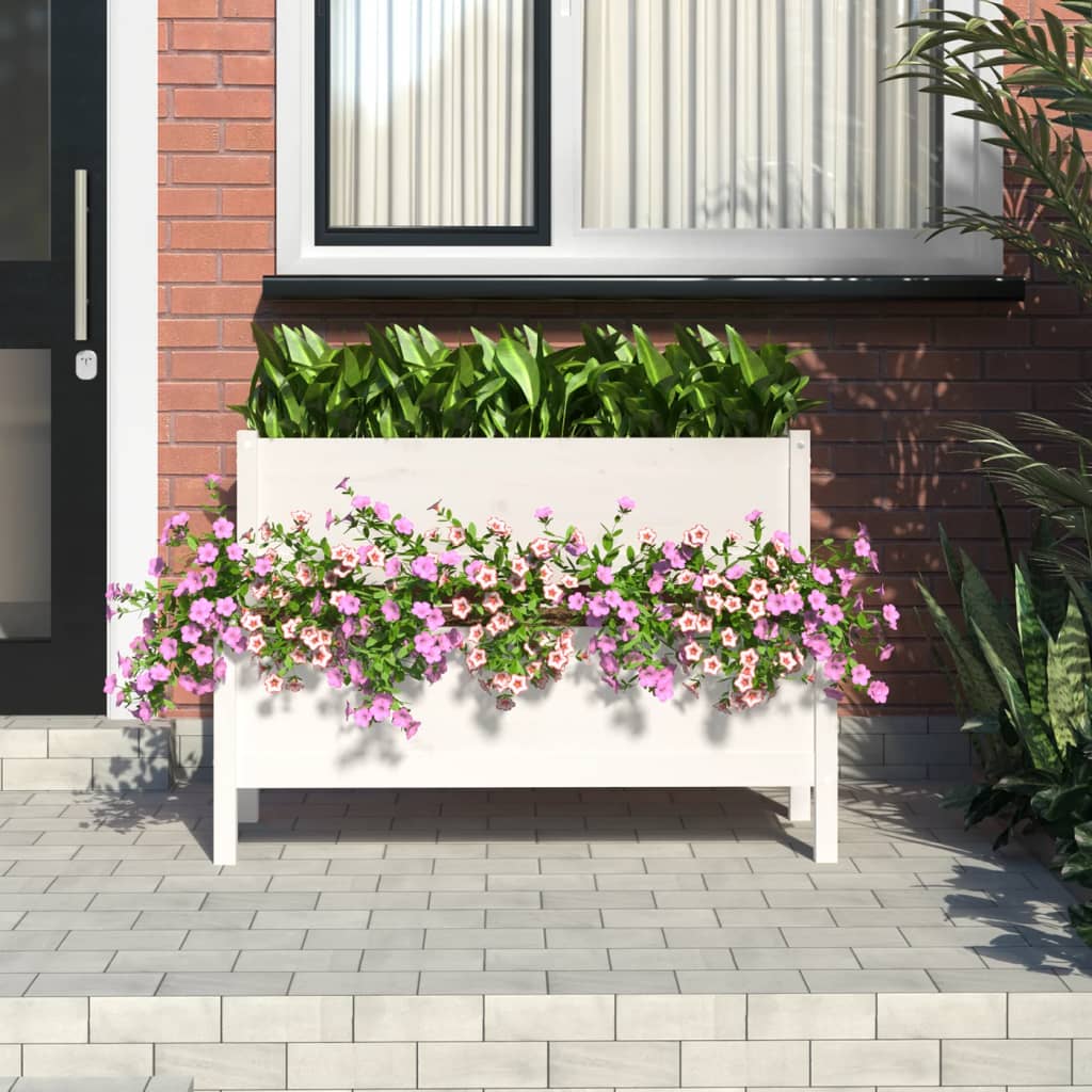 Vidaxl plantenbak 110x84x75 cm massief groenhout wit