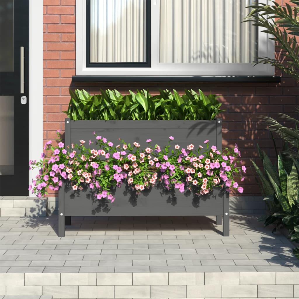 Vidaxl plantenbak 110x84x75 cm massief groenenhout grijs