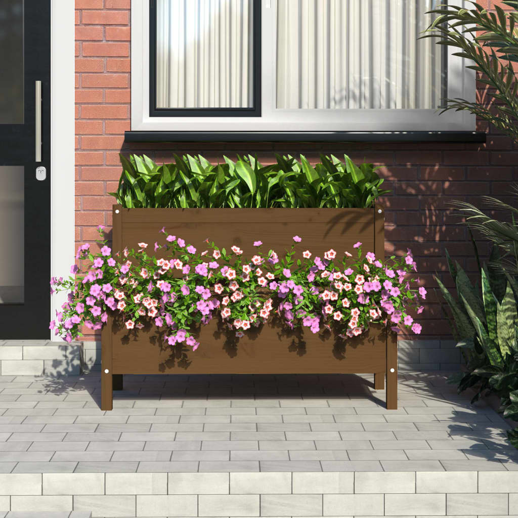 Vidaxl plantenbak 110x84x75 cm massief groenhout honingbruin