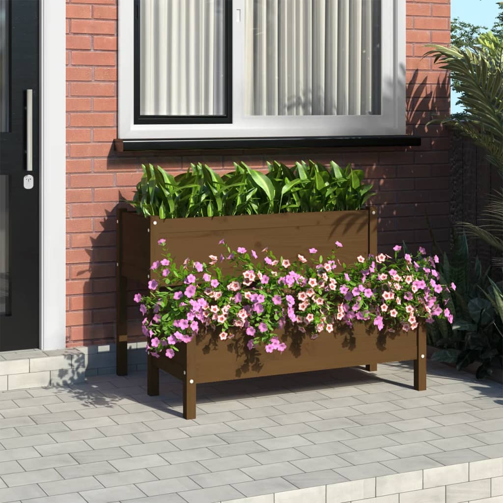 Vidaxl plantenbak 110x84x75 cm massief groenhout honingbruin