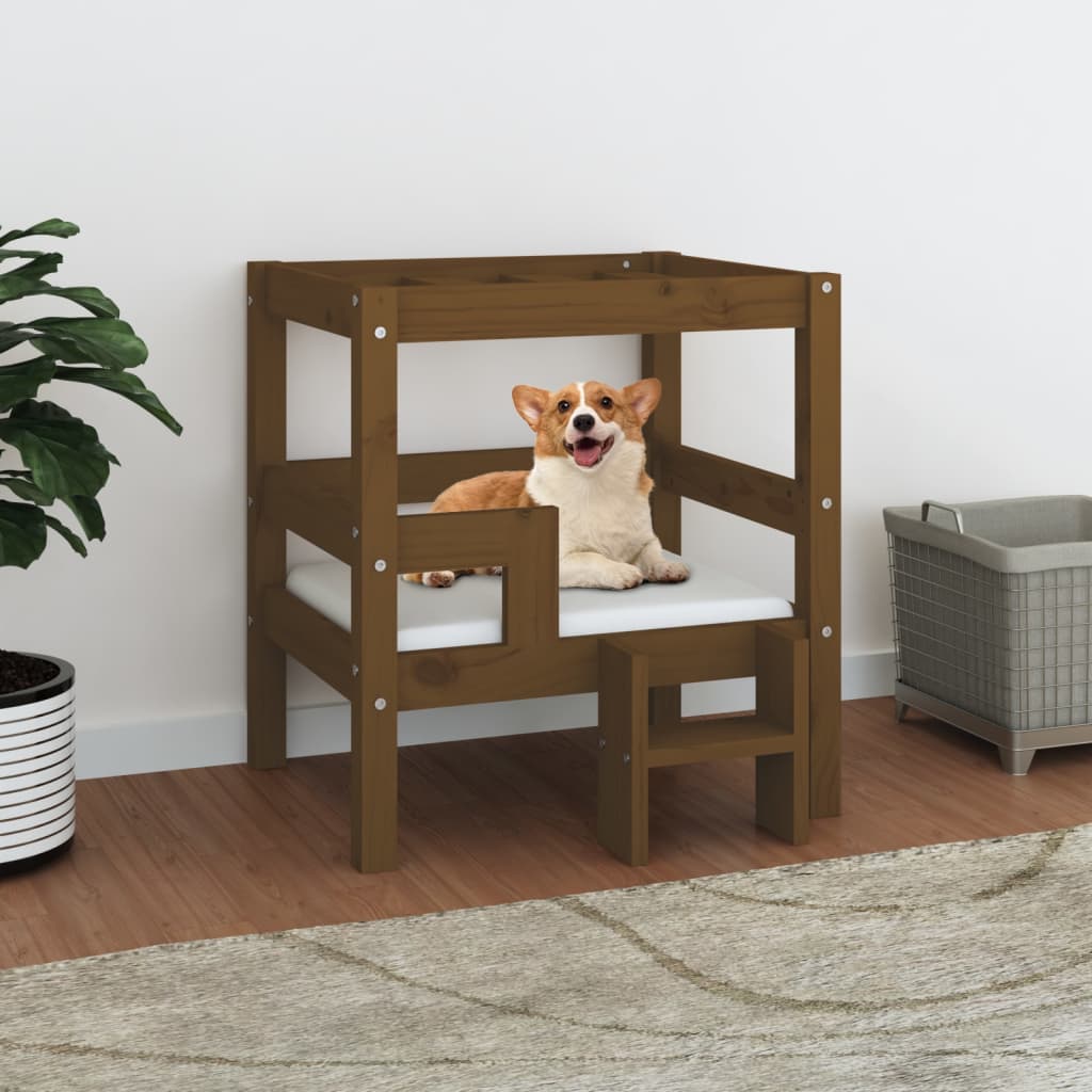 Vidaxl hondenmand 55,5x53,5x60 cm massief groenenhout honingbruin