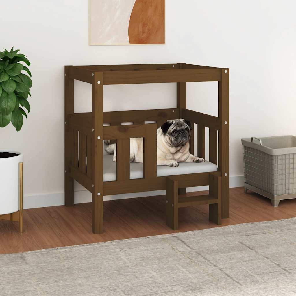 Vidaxl hondenmand 65,5x43x70 cm massief groenhout honingbruin
