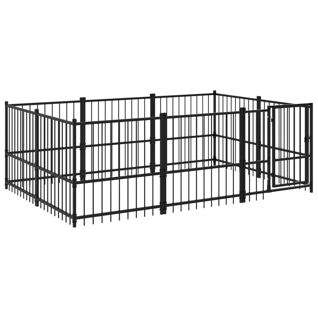 VidaXL Hondenkennel voor buiten 5,63 m² staal