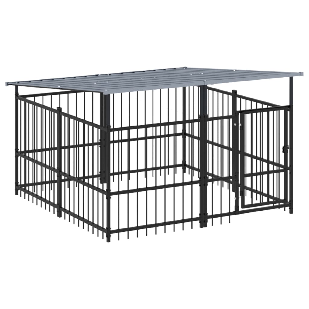 VidaXL Hondenkennel met dak 3,75 m² staal