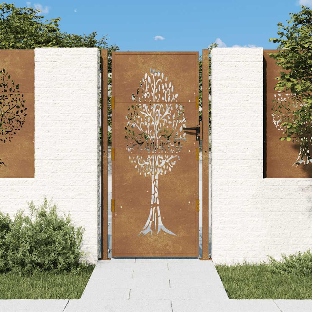 Vidaxl poort 105x205 cm cortenstaal giek ontwerp