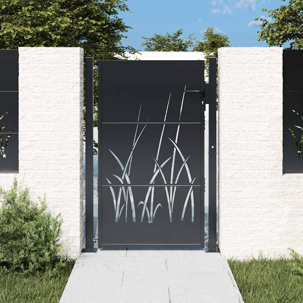 Vidaxl poort 100x125 cm met grasontwerp staal antracietkleurig