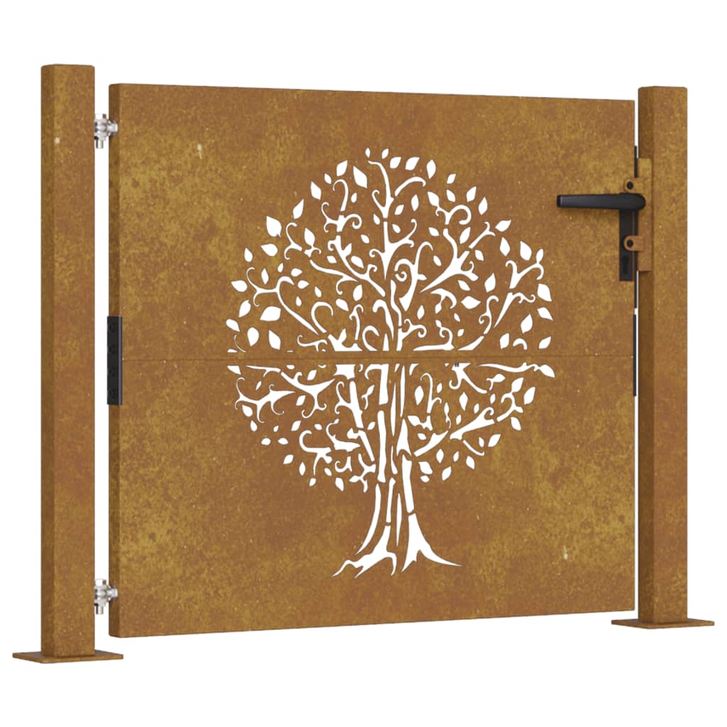 Vidaxl poort 105x105 cm boomontwerp cortenstaal