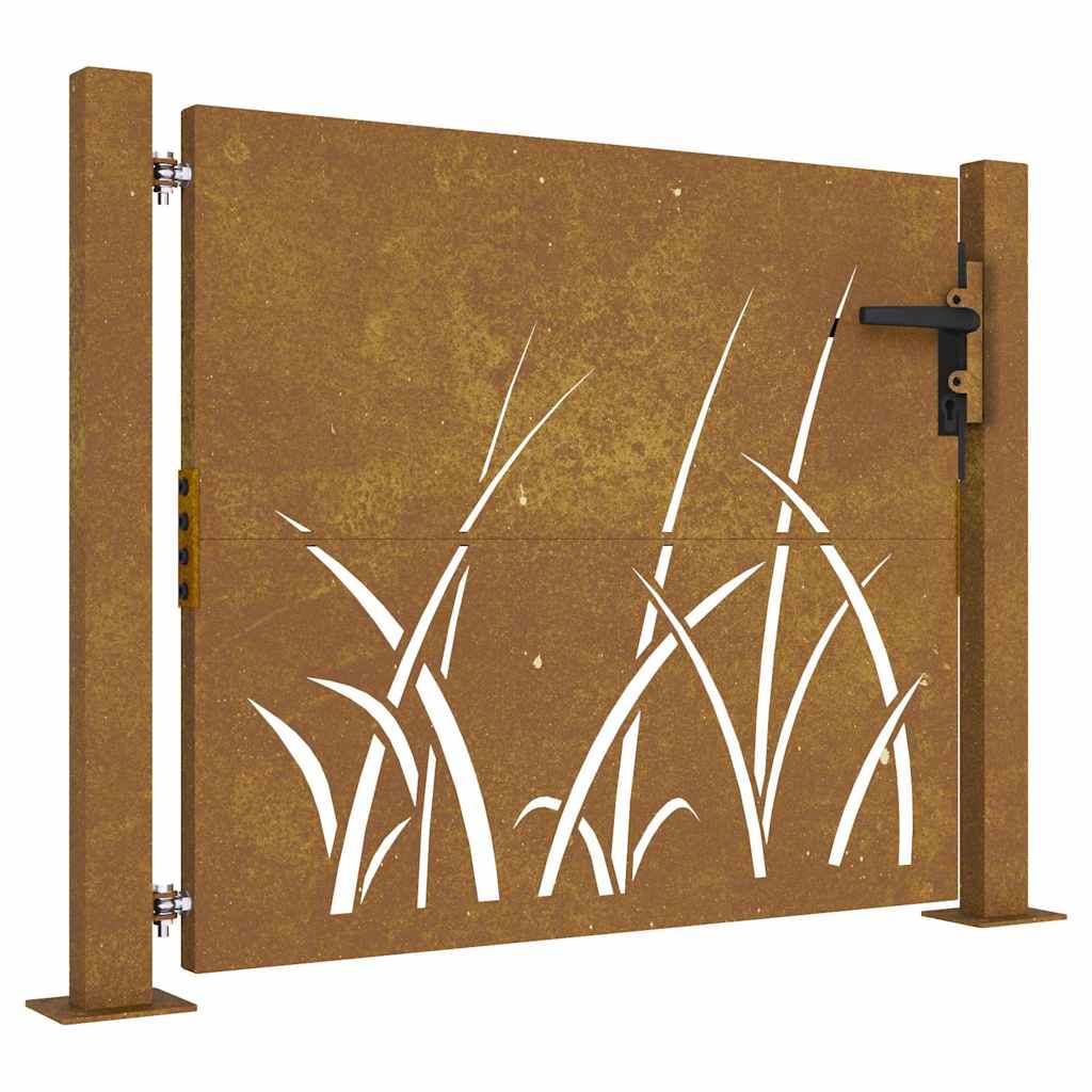 Vidaxl poort 100x100 cm grasontwerp cortenstaal