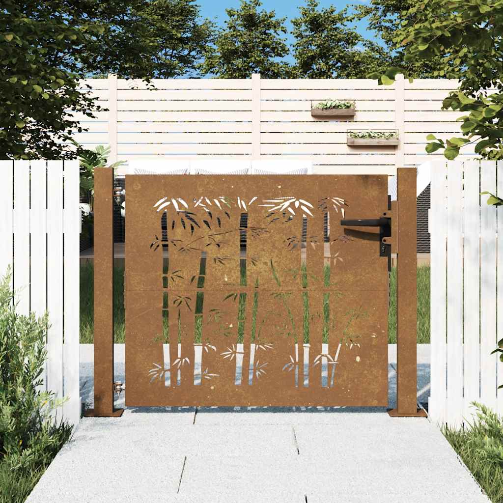 Vidaxl poort 100x75 cm bamboe-ontwerp cortenstaal