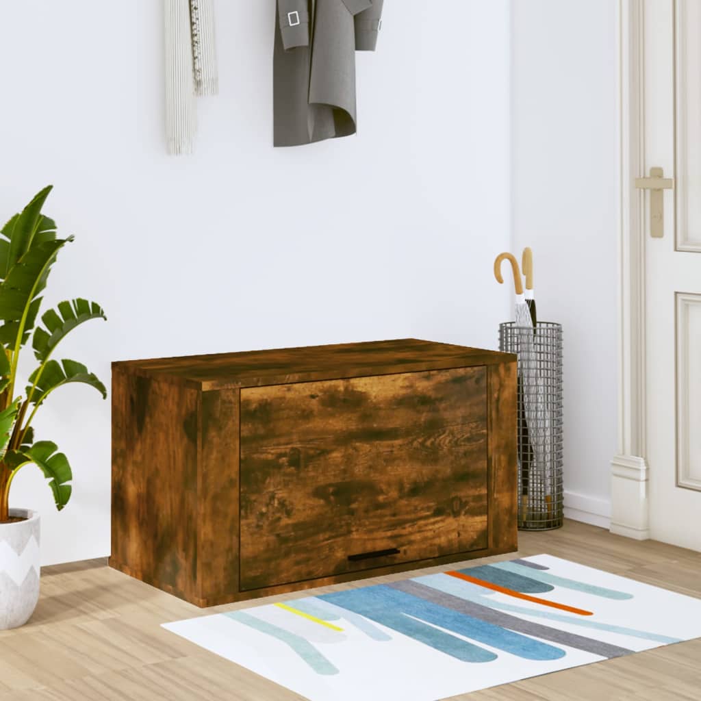Vidaxl wandschoenenkast 70x35x38 cm massief grenenhout gerookt eiken
