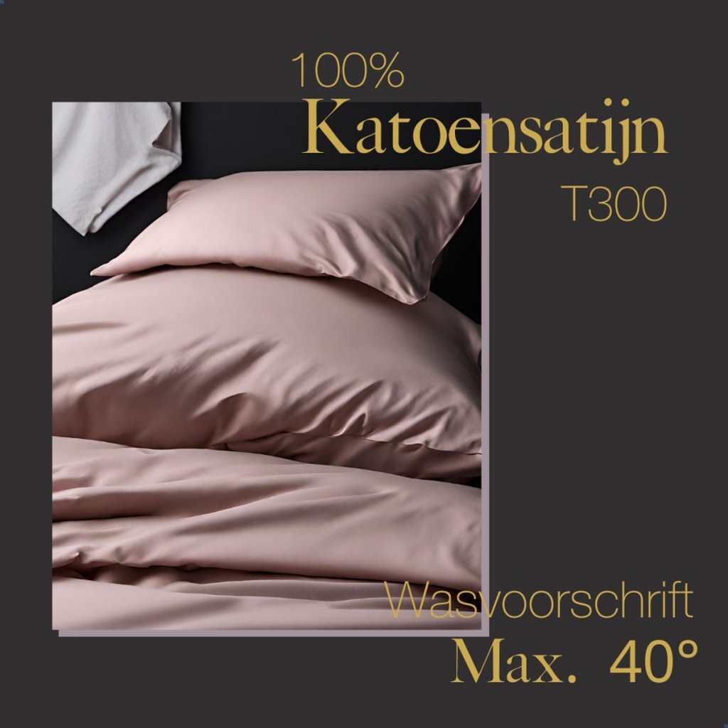 Ten cat katoen satijnen eenpersoons dekbedovertrek 140x200 220 cm blush roze