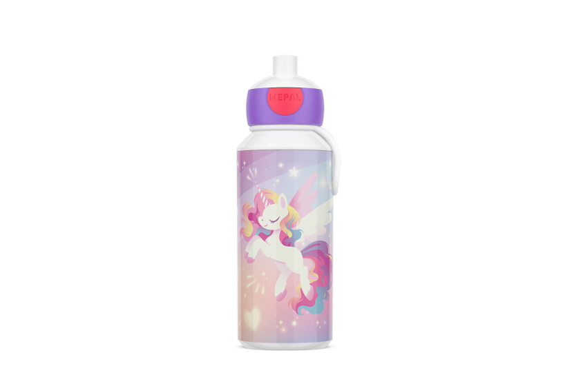 Mepal pop-up drinkfles campus - 400 ml - sluit goed af - drinkbeker voor kinderen - unicorn glow
