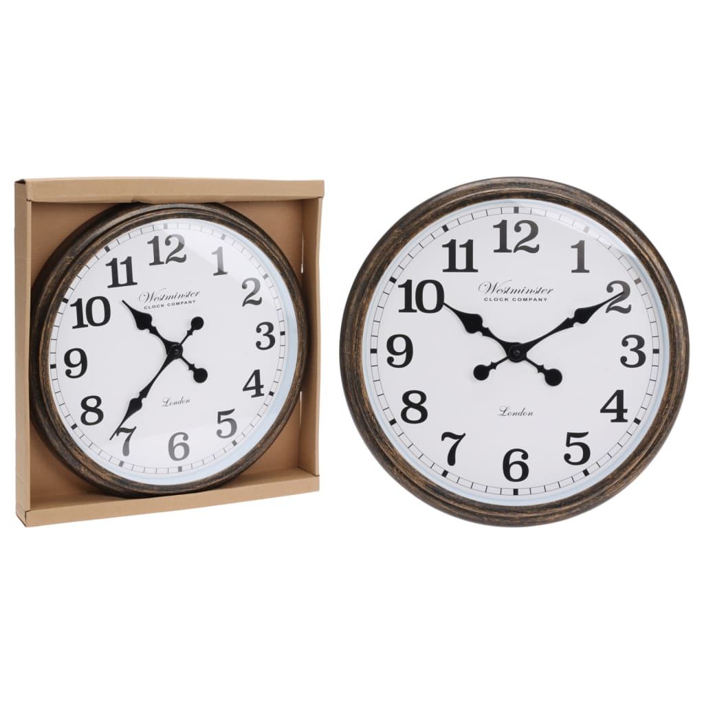 HS Collection HS Collection Wandklok London wit en bruin