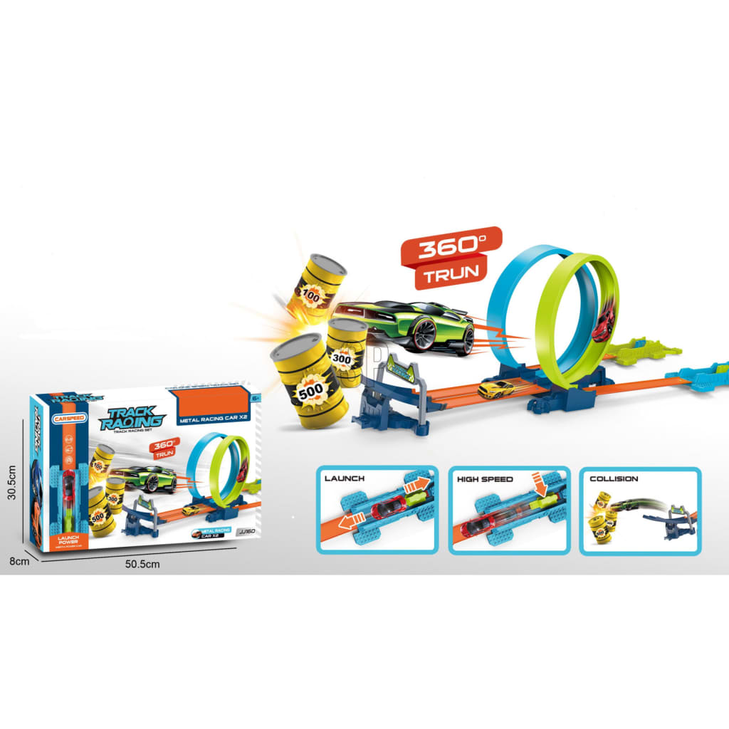 Tender Toys auto racebaan looping speelset met 2 auto's