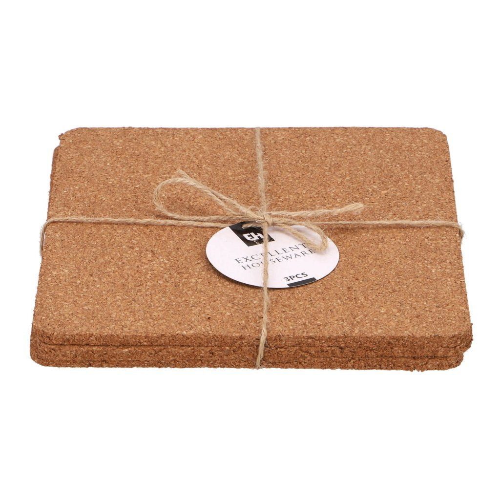 Excellent houseware onderzetter kurk 19x19cm 3 stuks