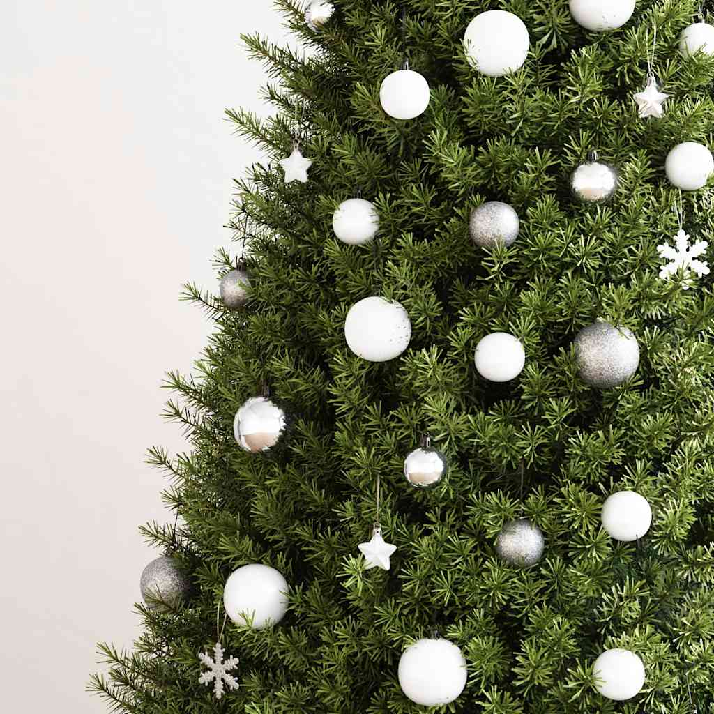 VidaXL 111-delige Kerstballenset piepschuim wit en grijs