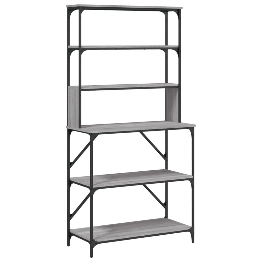 Vidaxl bakkersrek 6-laags 90x40x180 cm bewerkt grijs hout sonoma eiken