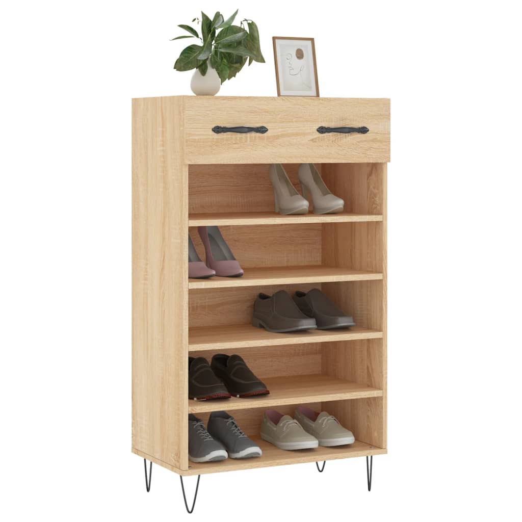 Vidaxl schoenenkast 60x35x105 cm bewerkt hout sonoma eikenkleurig
