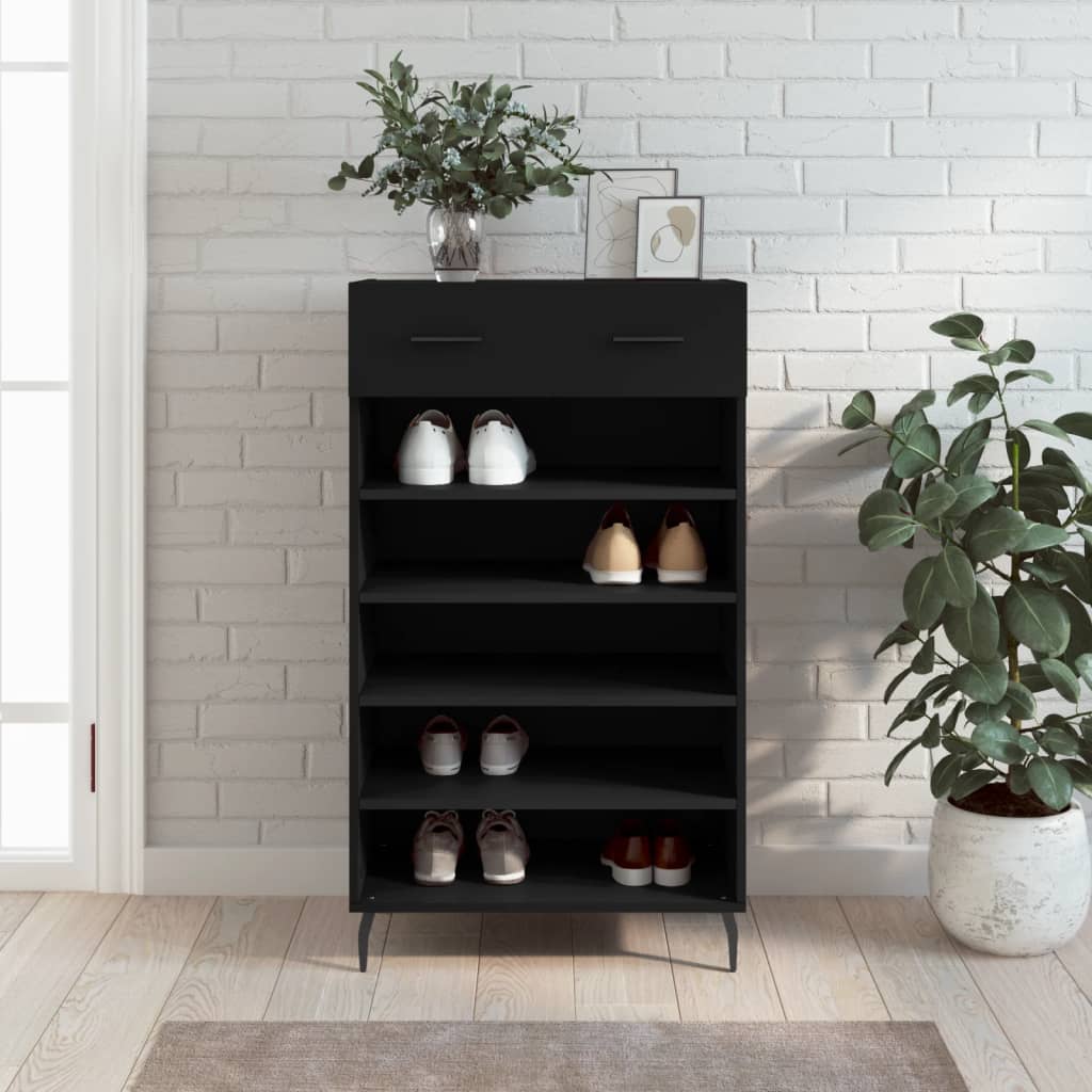 Vidaxl schoenenkast 60x35x105 cm bewerkt hout zwart