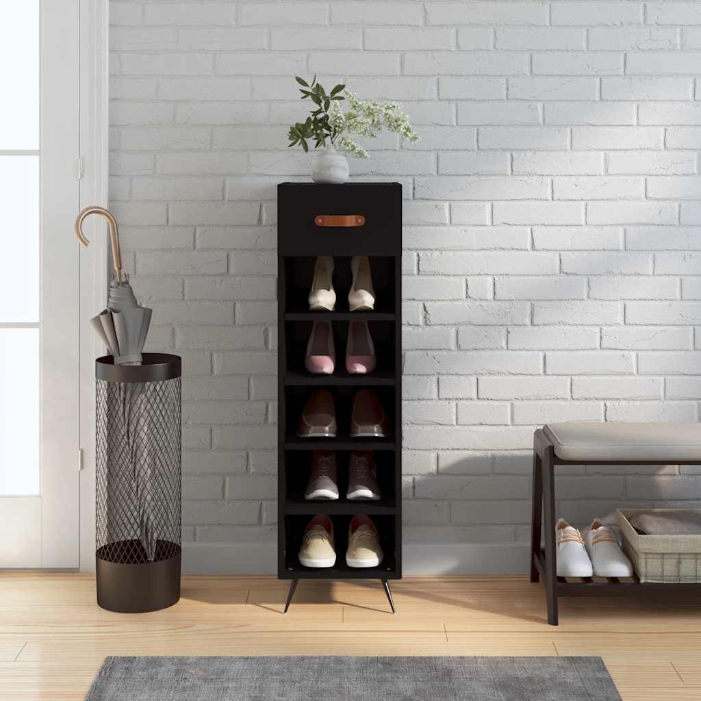 Vidaxl schoenenkast 30x35x105 cm bewerkt hout zwart