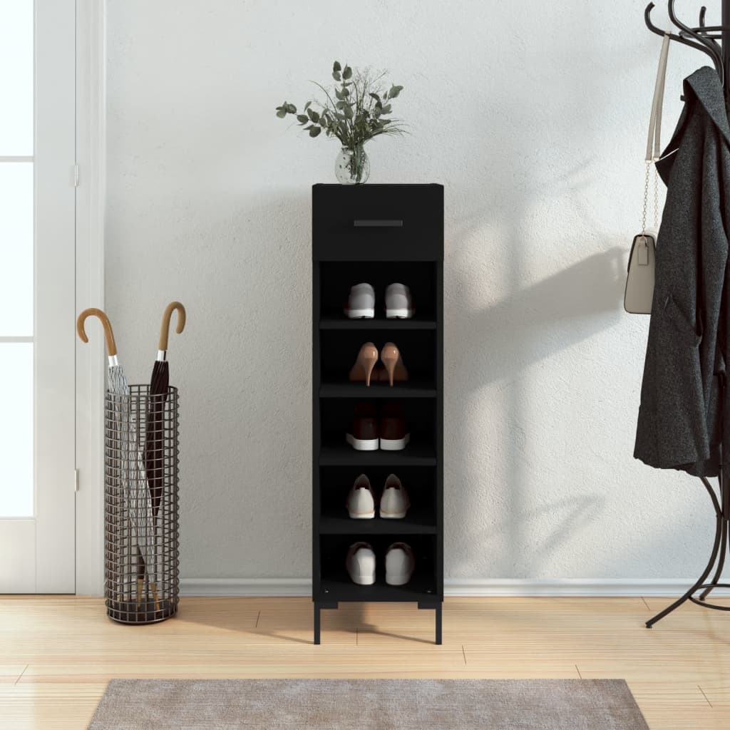 Vidaxl schoenenkast 30x35x105 cm bewerkt hout zwart