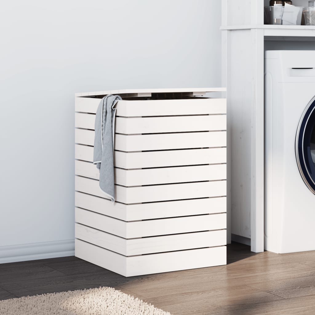 Vidaxl wasmand 44x44x66 cm massief groenhout wit