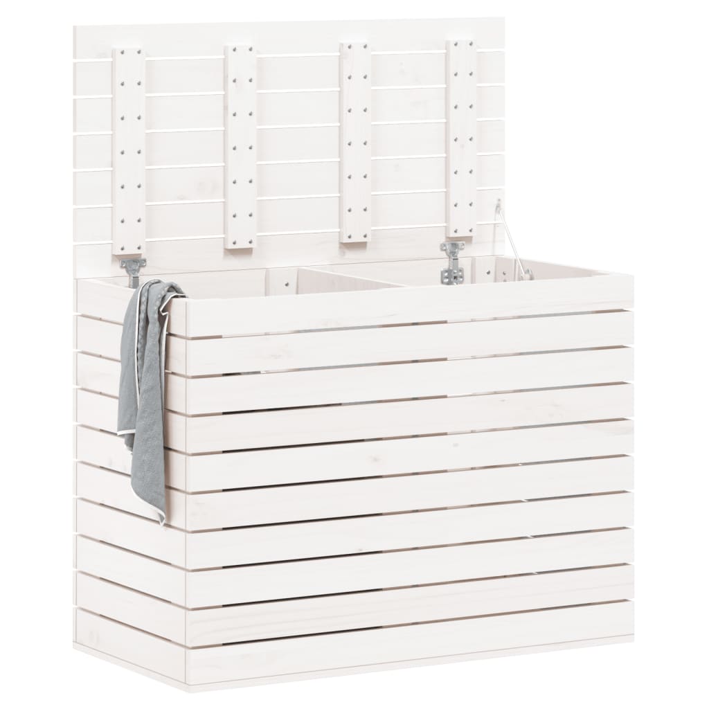 Vidaxl wasmand 88,5x44x66 cm massief groenhout wit