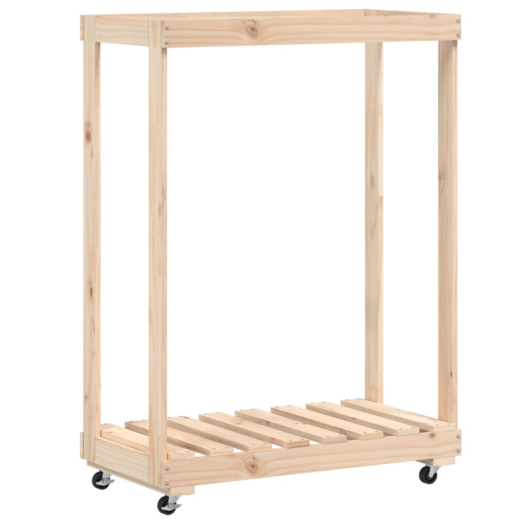 Vidaxl houtblokhouder met wielen 76,5x40x108 cm massief groenhout