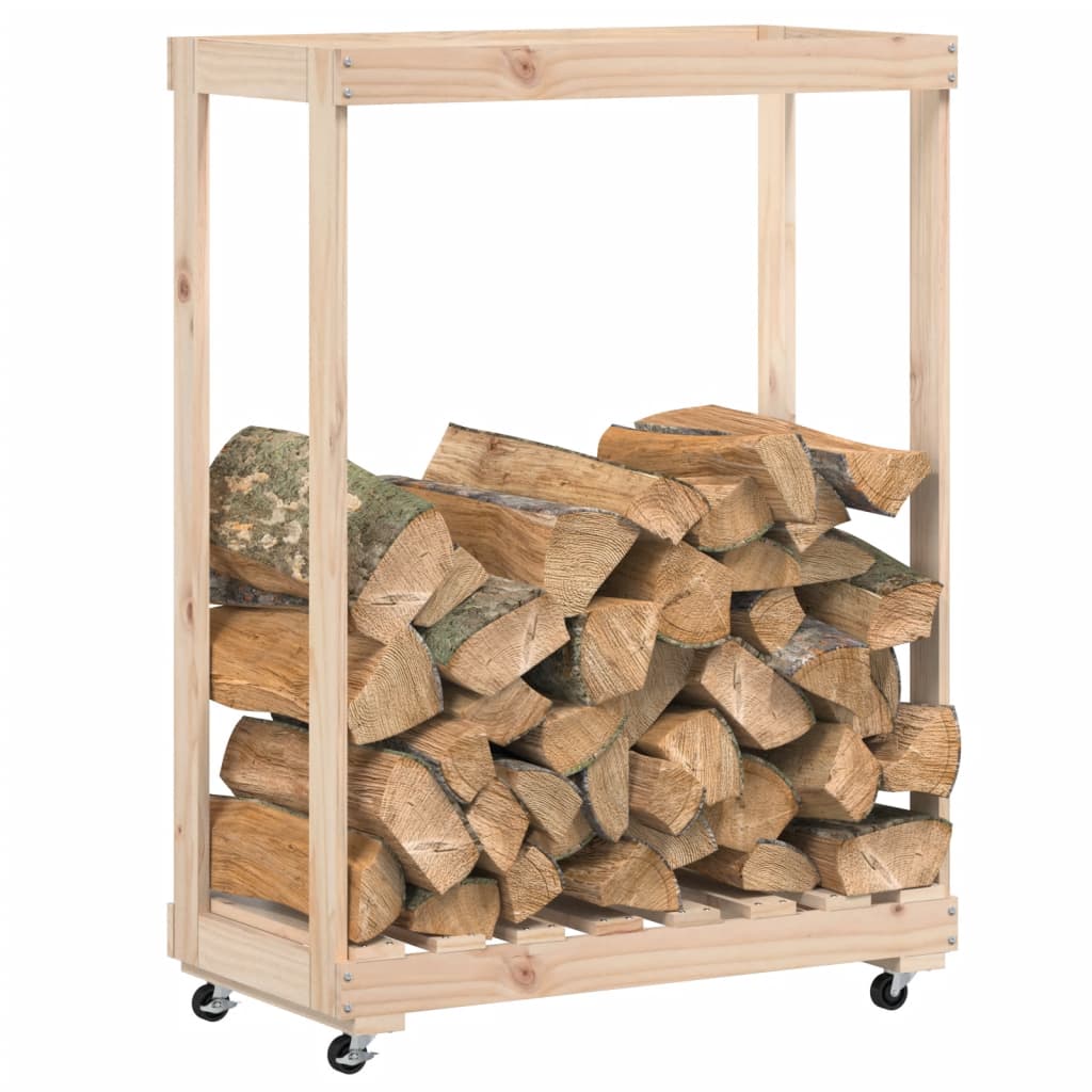 Vidaxl houtblokhouder met wielen 76,5x40x108 cm massief groenhout