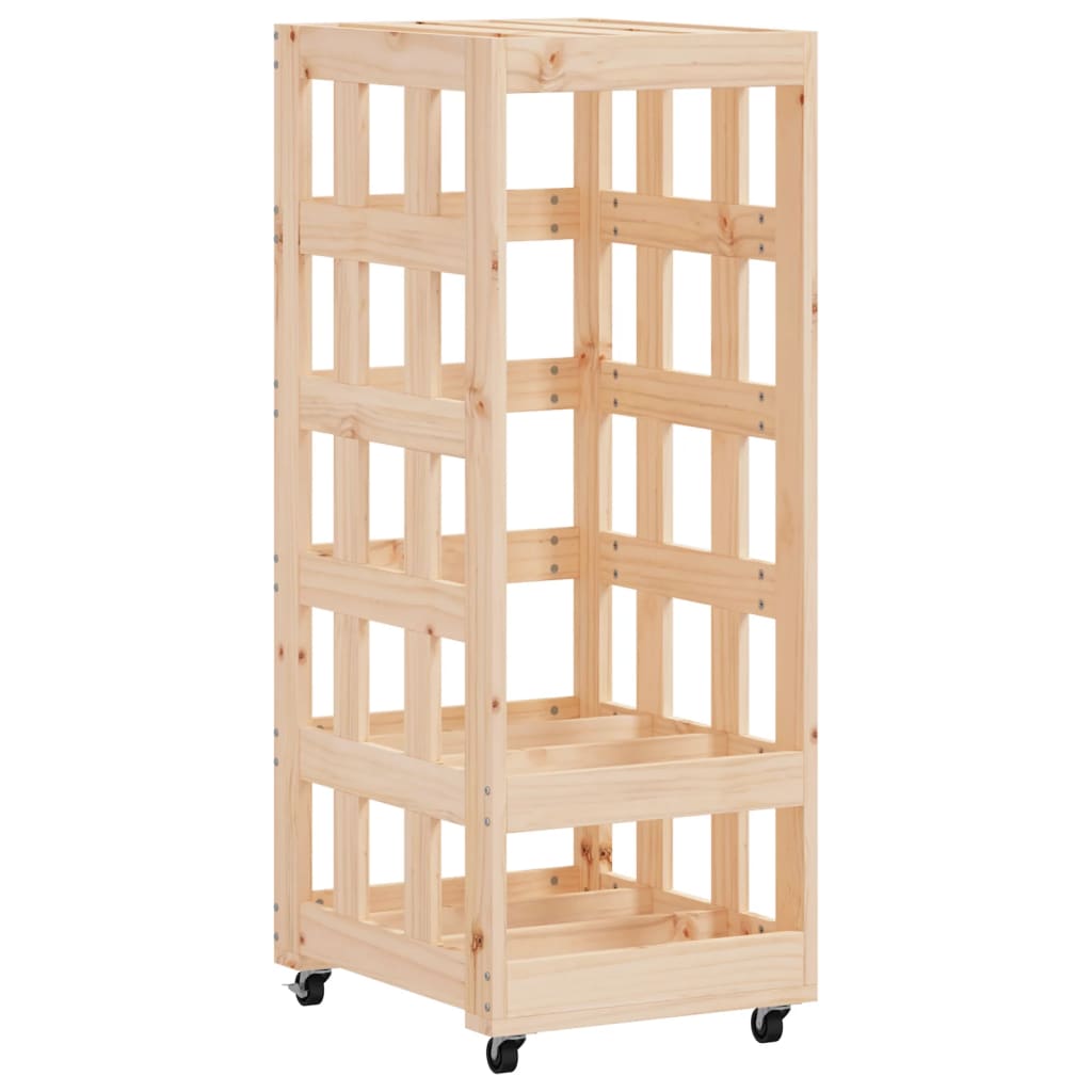 Vidaxl houtblokhouder met wielen 40x49x110 cm massief groenhout