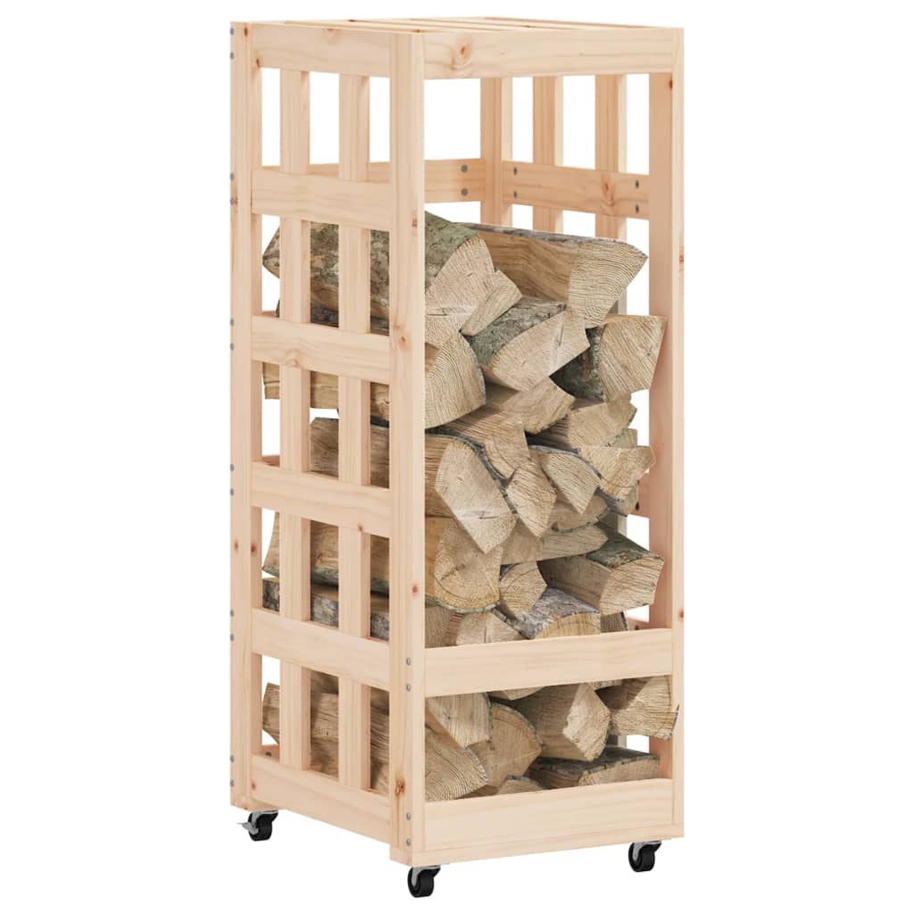 Vidaxl houtblokhouder met wielen 40x49x110 cm massief groenhout