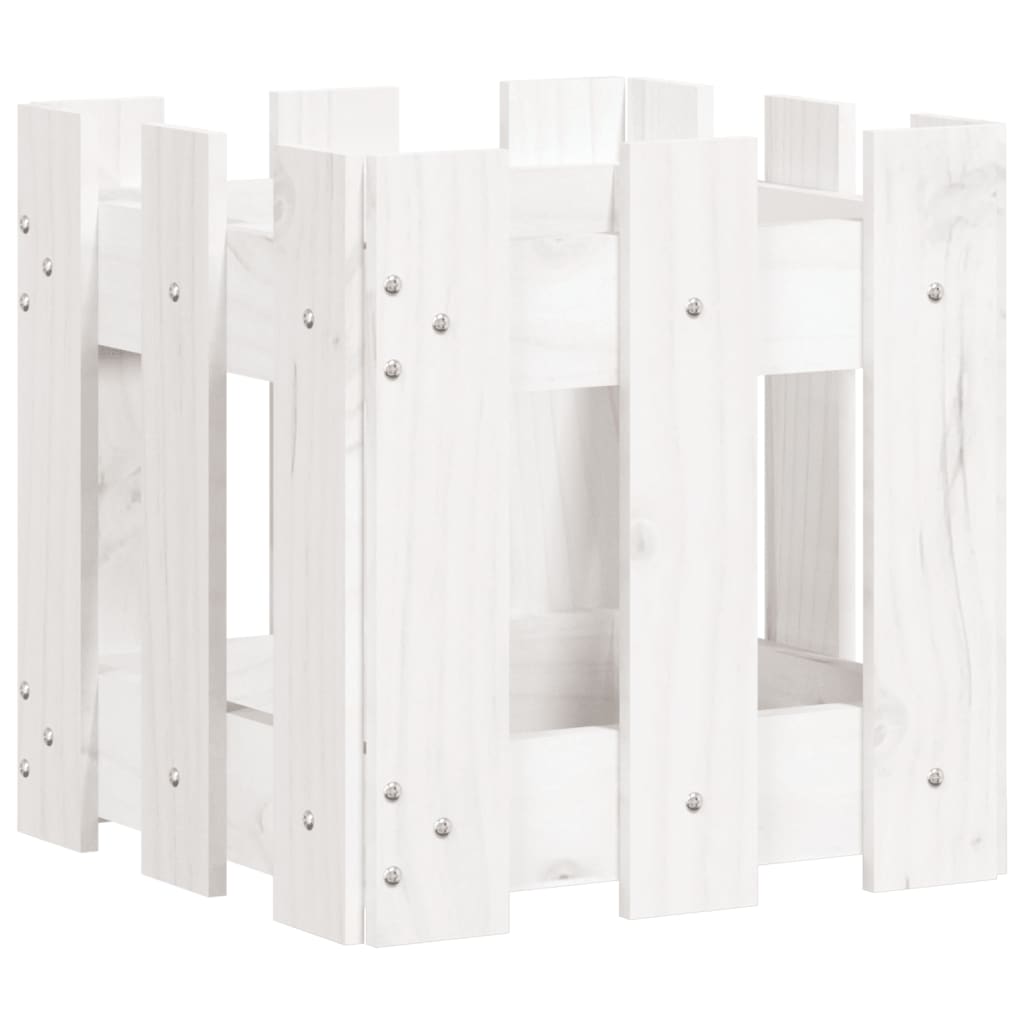 Vidaxl plantenbak met hekontwerp 30x30x30 cm massief groenhout wit