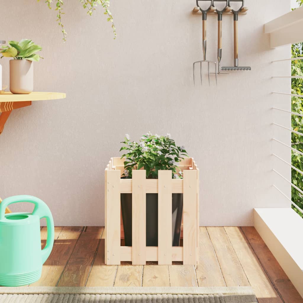 Vidaxl plantenbak met hekontwerp 40x40x40 cm massief groenhout