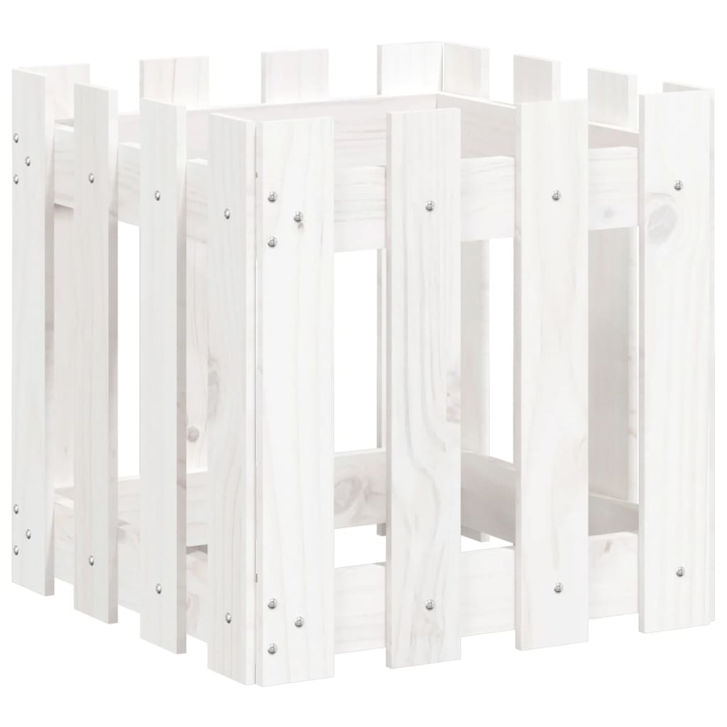 Vidaxl plantenbak met hekontwerp 40x40x40 cm massief groenhout wit