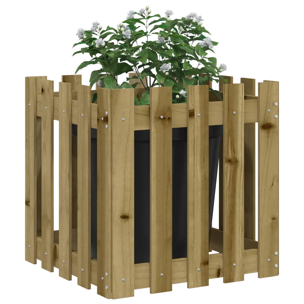 Vidaxl plantenbak met hekontwerp 50x50x50 cm geïmpregneerd groenenhout