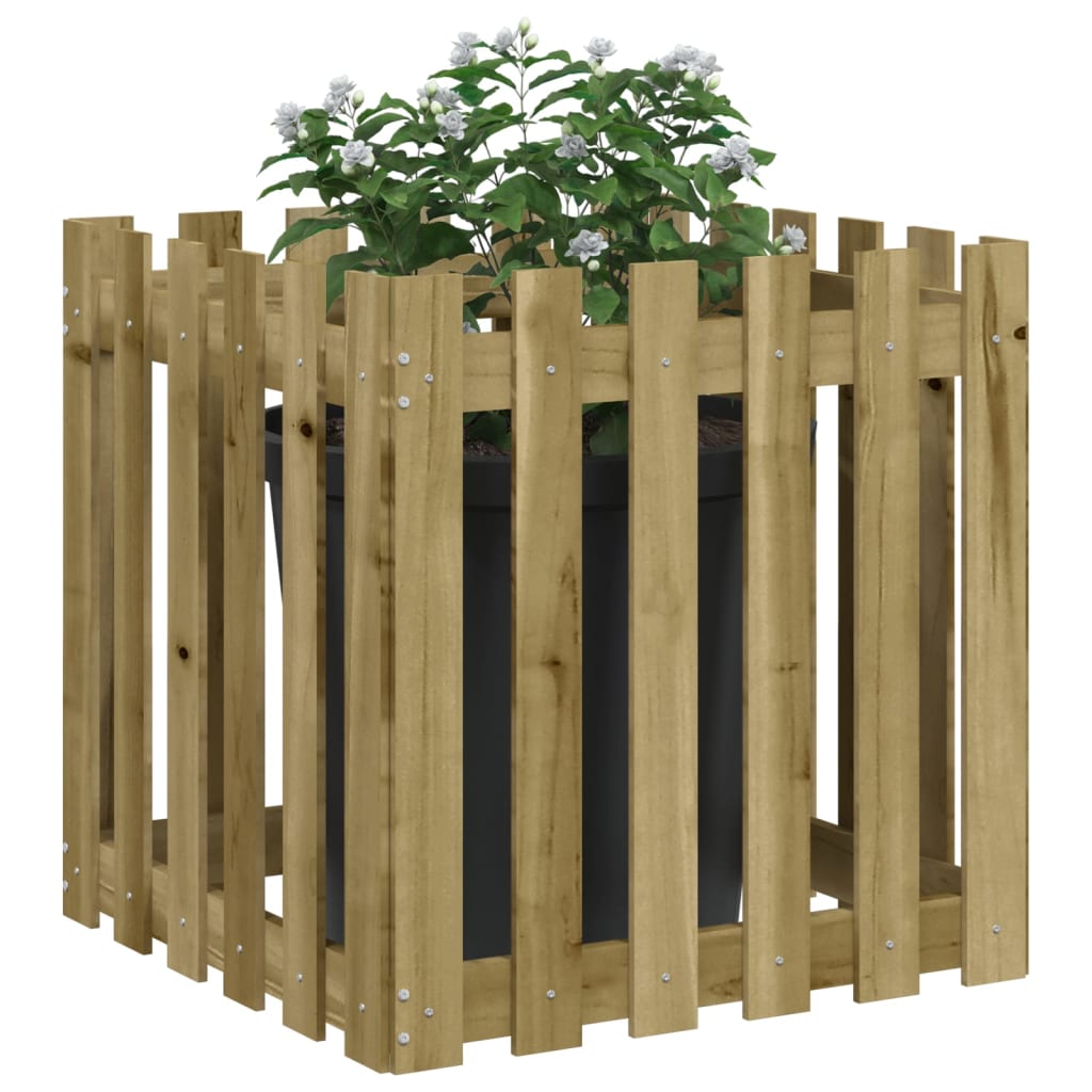 VidaXL Plantenbak met hekontwerp 60x60x60 cm geïmpregneerd groenenhout