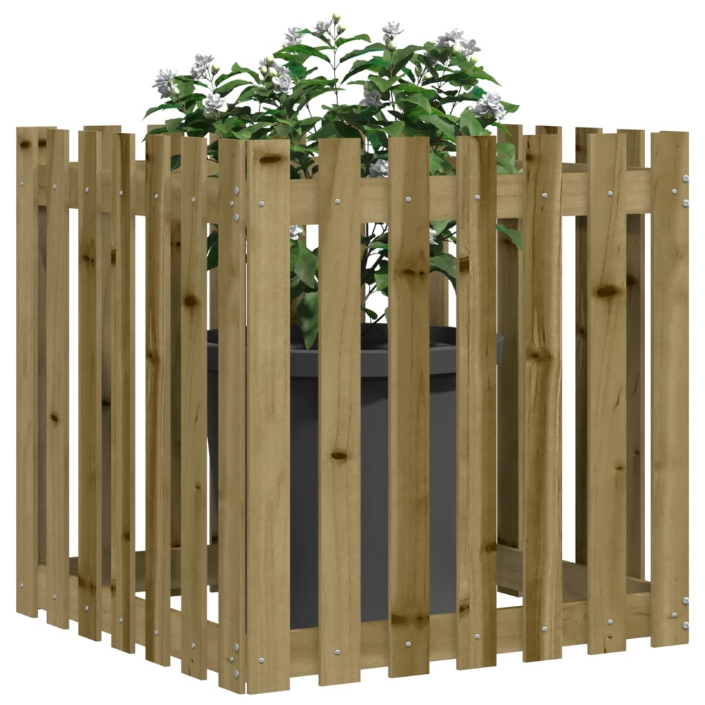 Vidaxl plantenbak met hekontwerp 70x70x70 cm geïmpregneerd groenenhout