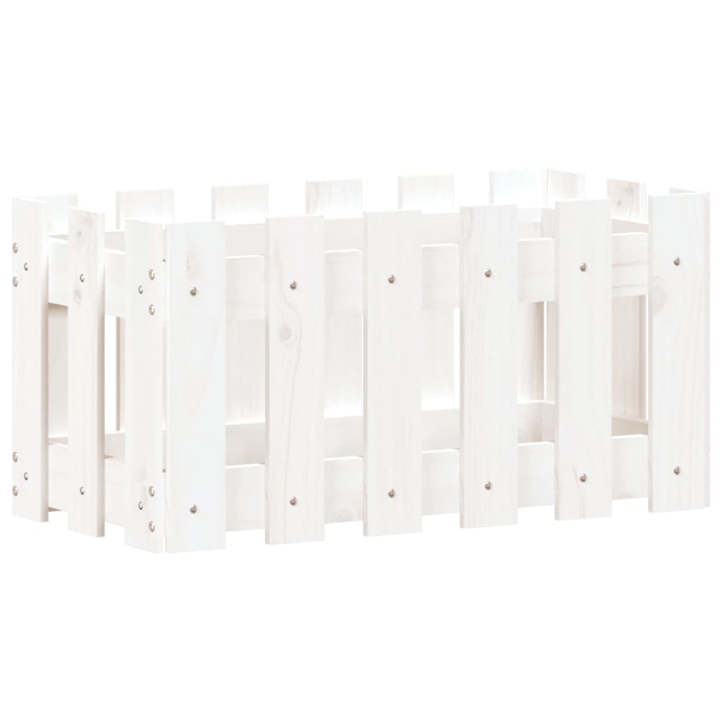 Vidaxl plantenbak met hekontwerp 60x30x30 cm massief groenhout wit