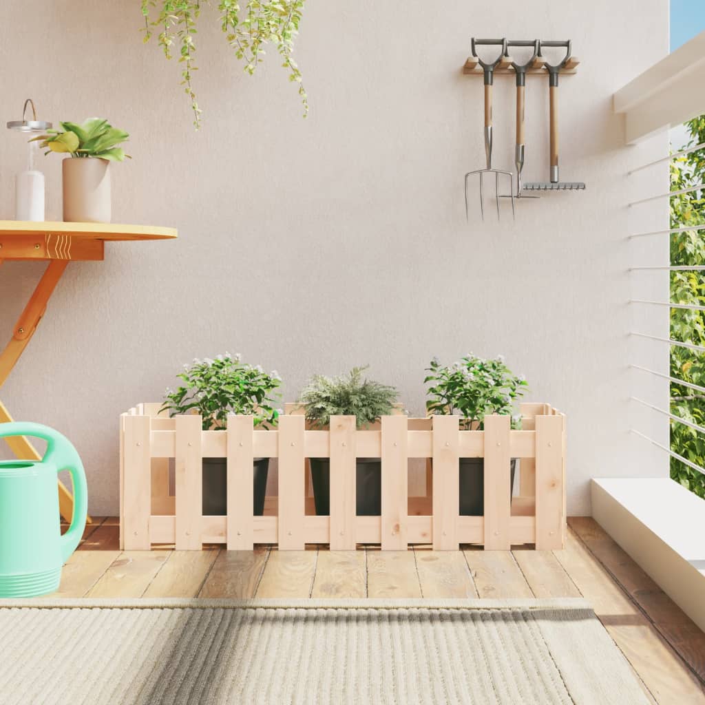 Vidaxl plantenbak verlicht met hekontwerp 100x30x30 cm groenhout